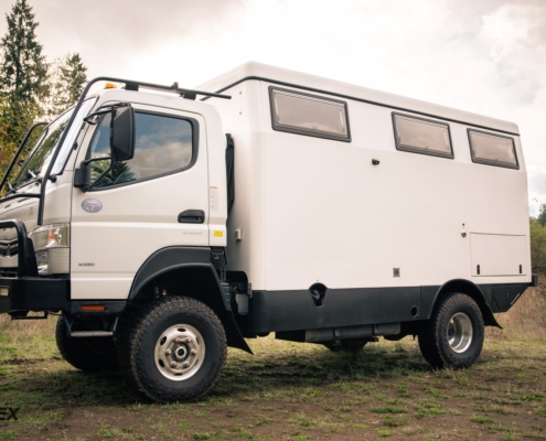 A Mitsubishi Fuso FG Earthcruiser expedition vehicle