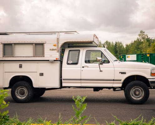 Ford with Alaskan camper and service bed